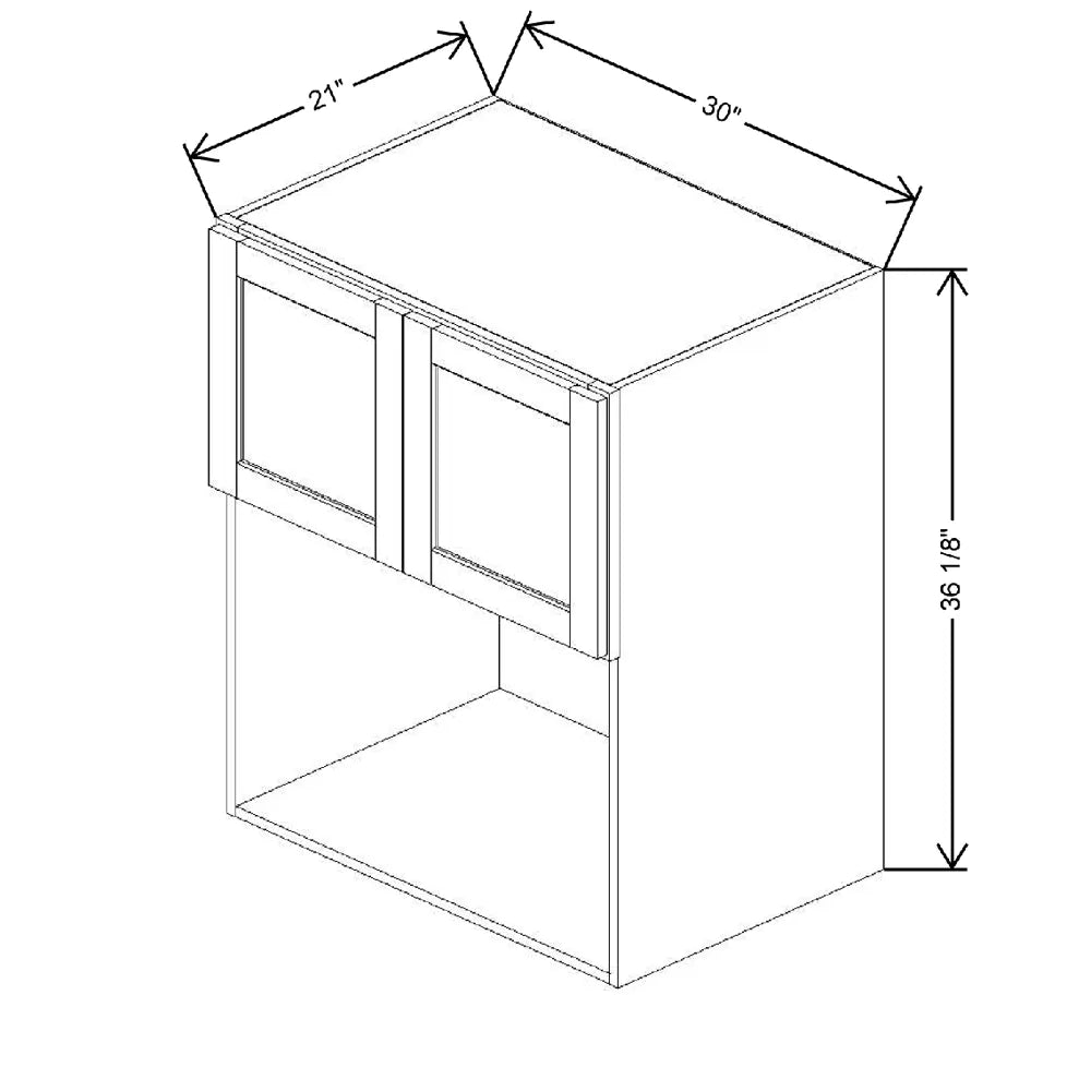 30" W X 36 1/8" H X 21" D Built in Microwave Wall Cabinet