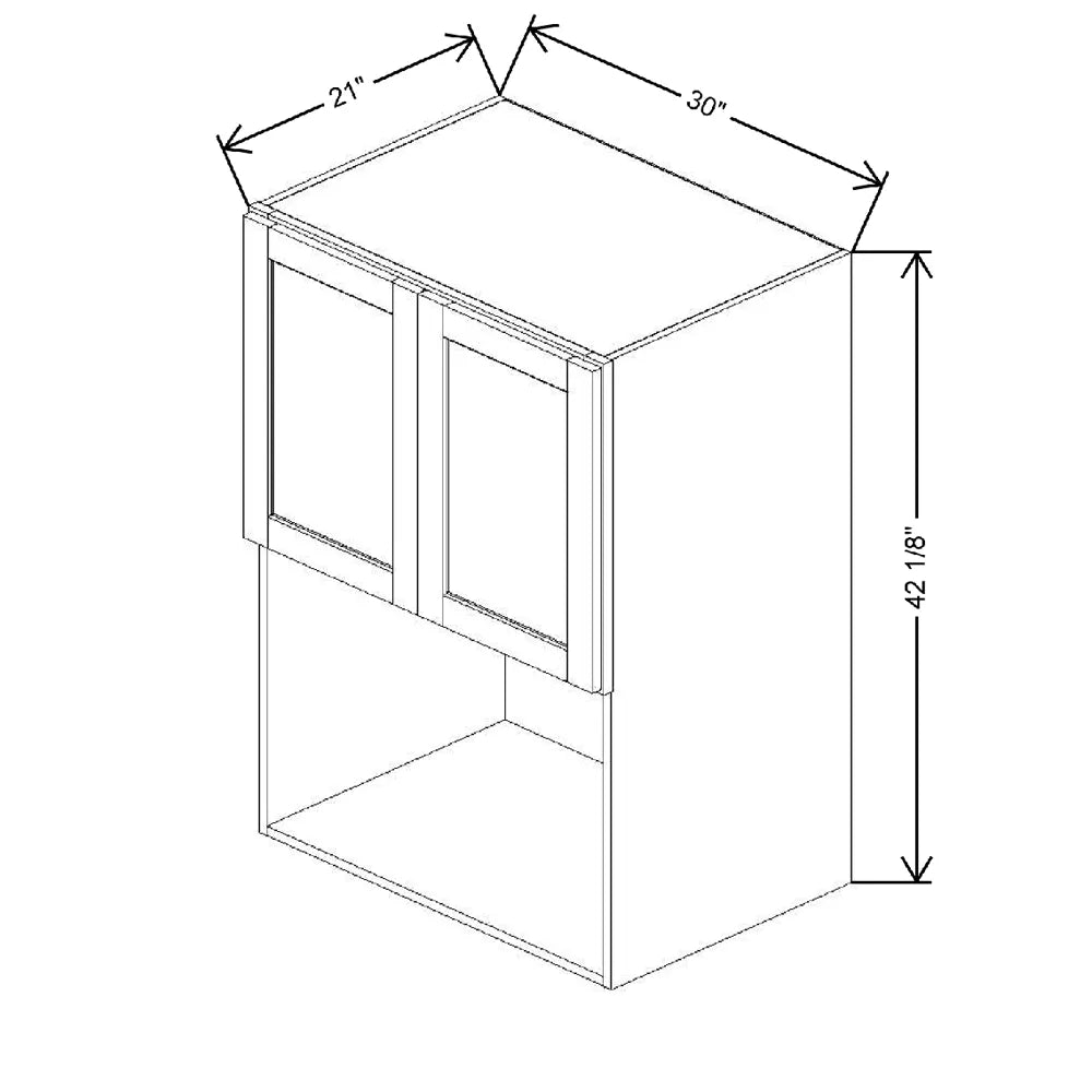30" W X 42 1/8" H X 21" D Built in Microwave Wall Cabinet