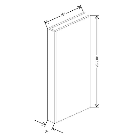 3" W X 30 1/8" H X 15" D Wall Plain Column Filler