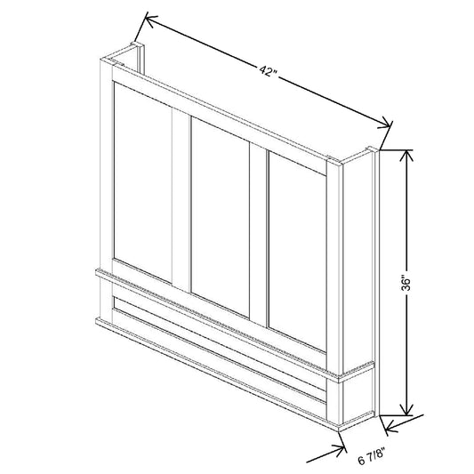 42" W X 36" H X 6 7/8" D Decorative Mantle Wall Range Hood