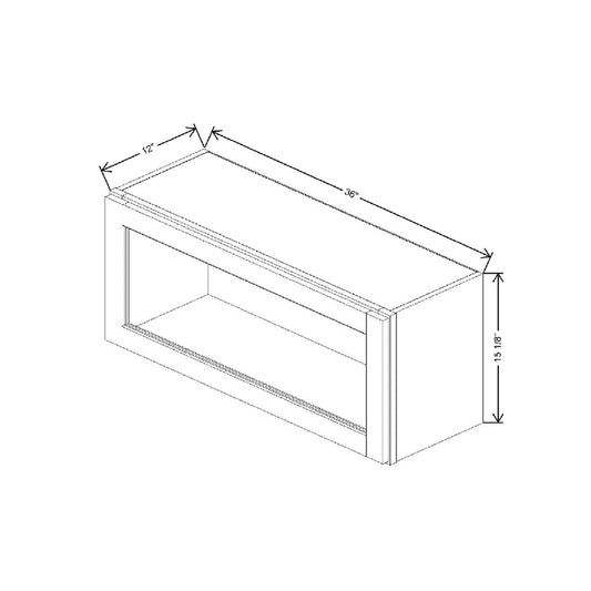 36" W X 15 1/8" H X 12" D Specialty Door Wall Top Hinge Cabinet Clear Glass