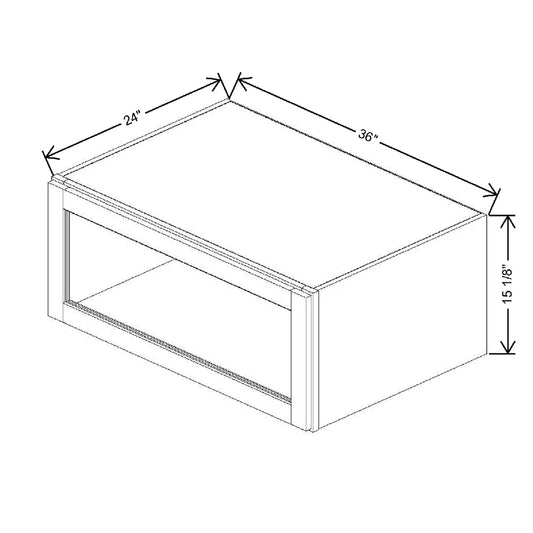 36" W X 15 1/8" H X 24" D Specialty Door Wall Top Hinge Cabinet Open Frame Door
