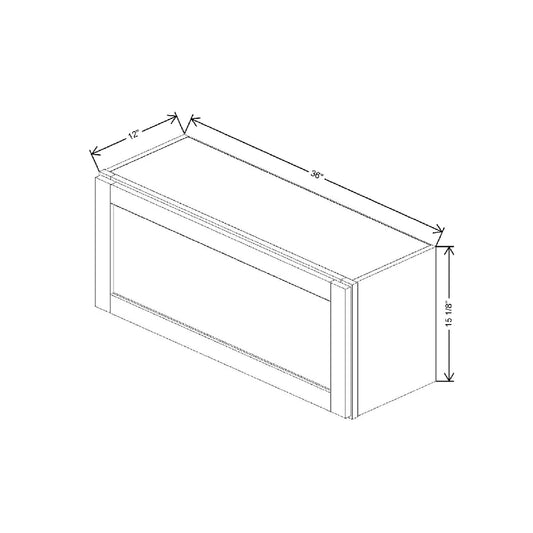 36" W X 15 1/8" H X 12" D Wall Top Hinge Cabinet