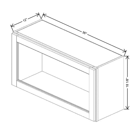 36" W X 18 1/8" H X 12" D Specialty Door Wall Top Hinge Cabinet Clear Glass